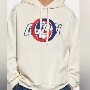Men's Gucci Cream interlocking graphic Jersey cotton Hoodie. Size XL
